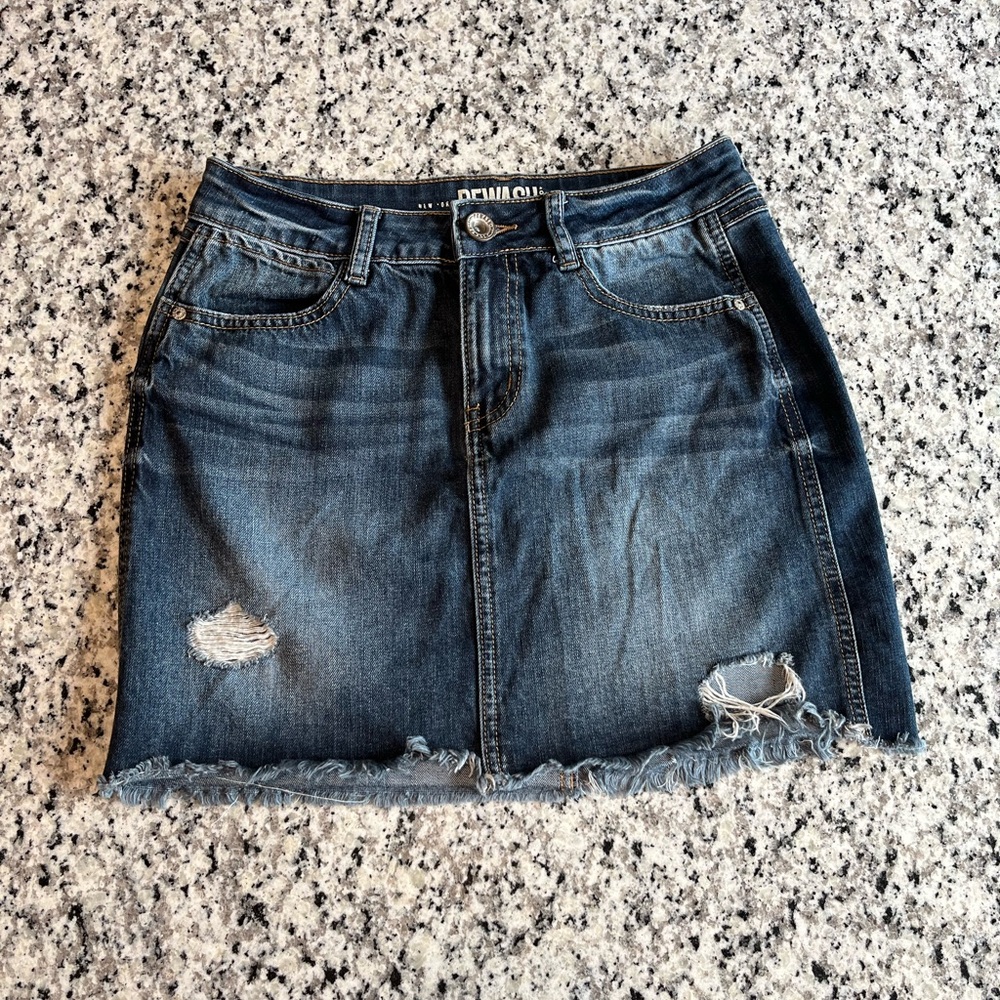 Rewash Denim Distressed Mini Pencil Skirt, Size 3 Juniors